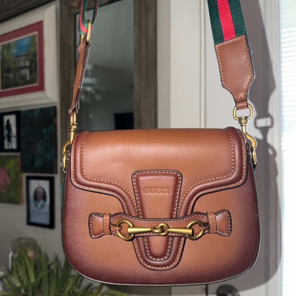 Brown Leather Horsebit Shoulder Bag